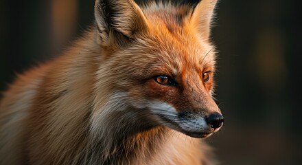 Fototapeta premium Stunning portrait of a red fox showcasing vibrant fur and piercing eyes in natural light