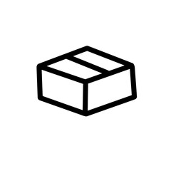 Illustration of a simple closed cardboard box with black outline on a white background design style