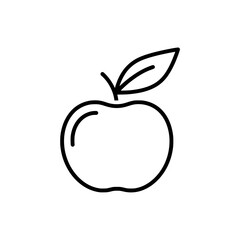 Simple Outline Icon of a Fresh, Healthy Apple with a Leaf, a Minimalist Design Element for Wellness and Dietary Graphics