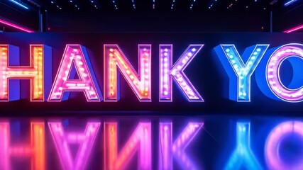 Neon thank you sign display - Powered by Adobe