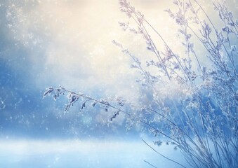 art beautiful winter background; winter landscape On A Hoar Fros