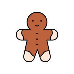 Gingerbread Cookie Lineal Color Icon: Dessert and Holiday Food