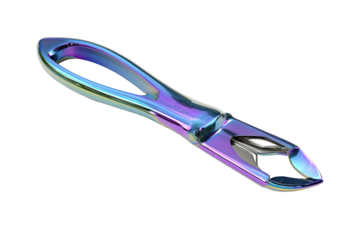 A multicolored,  angled tool