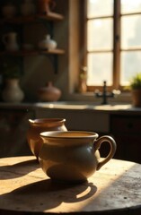 Obraz premium Pottery workshop, free space for text