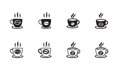 Coffee cup icon set, hot drink i tea cup sign, Hot drink icon, coffee tea collection, Vector Illustration EPS 10.