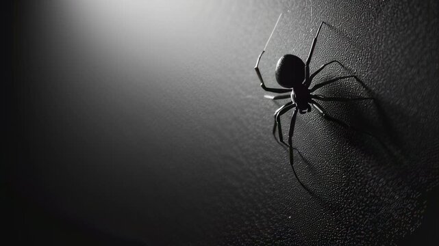 Spider web silhouette against black wall. Halloween party