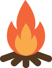 Vibrant bonfire flame icon cozy camping warmth outdoor activity vector