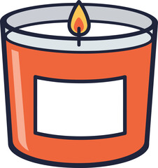 Warm scented candle with flame glow cozy home ambiance vector
