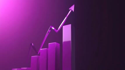 Purple bar graph with upward trend, showcasing growth and progress.