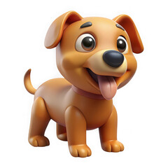 Obraz premium Cute cartoon puppy dog with happy expression isolated on transparent background