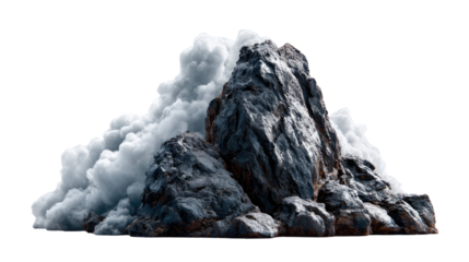 Mountain Peak & Clouds: A dramatic capture of a rugged mountain peak shrouded in ethereal clouds, showcasing the raw power and sublime beauty of nature. 