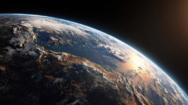 View of earth from space showing north america and atlantic ocean during day - Powered by Adobe