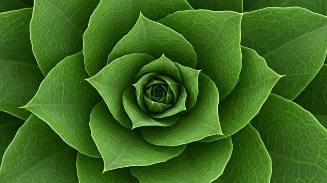 Closeup of a green rosette succulent with distinct leaf veins in a spiral pattern