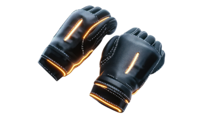 High-tech, glowing black gloves