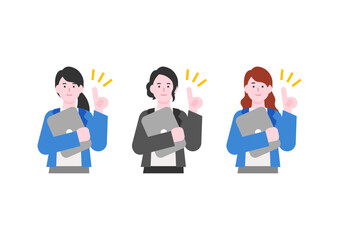 ノートパソコンを持つ女性のイラスト