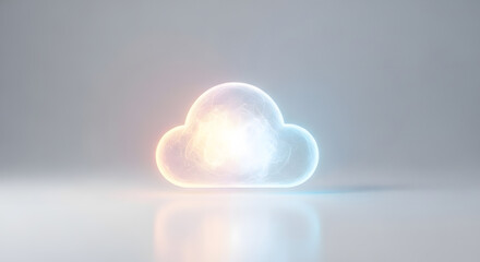Illuminated Cloud Symbolizing Modern Data Technology and Digital Connectivity