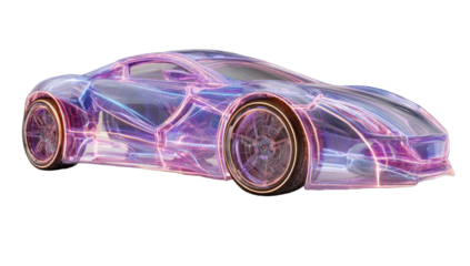 Futuristic car, glowing, abstract