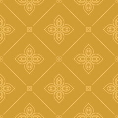 Golden Flower Seamless Pattern Background