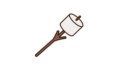 Marshmallow roasting stick campfire treat sweet dessert food holiday camping party dessert delicious snack on transparent background