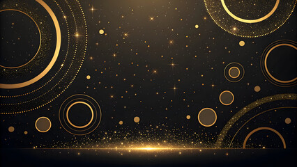 Full hd 4k stock image download Black background with glowing golden circles and sparkling glitter sparkle