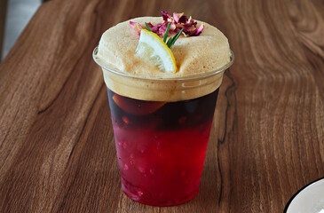 Rose tea and iced black coffee