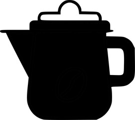 Obraz premium Black silhouette of a coffee pot with a subtle coffee bean detail.