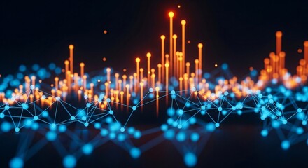 Dynamic data network glowing with futuristic digital connections