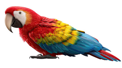 Obraz premium Scarlet Macaw: A vibrantly colored scarlet macaw showcasing its flamboyant plumage in a stunning portrait. Every feather, a testament to nature's artistry, embodies the spirit of tropical wilderness.