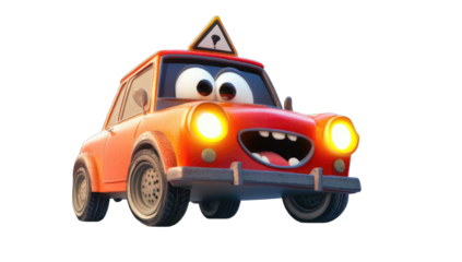 Cartoon car with a joyful expression