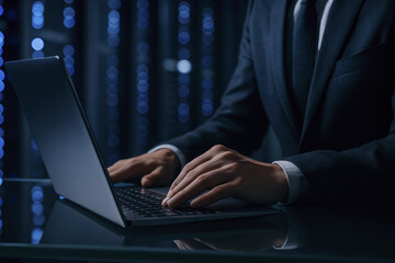 Technology business and communication drive powerful network and data information systems in office environments