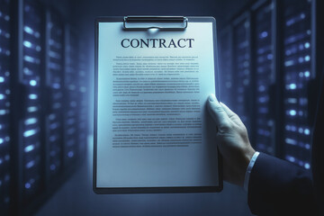 Contract and clipboard business agreement technology growth and secure digital environment success