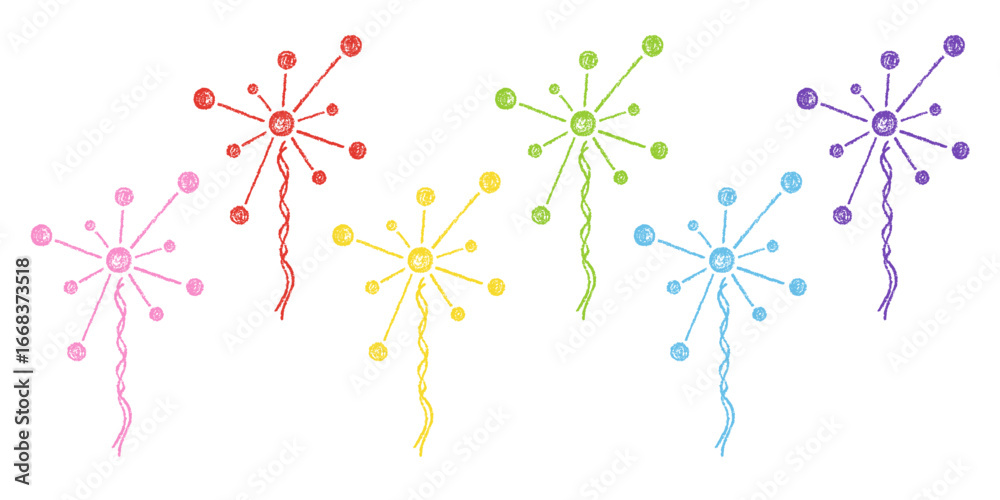 Wall mural set of design elements hand-drawn abstract forms from figures and lines of different colors isolated