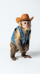 monkey dressed as a cowboy, costume, western clothing