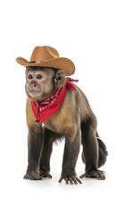 monkey dressed as a cowboy, costume, western clothing