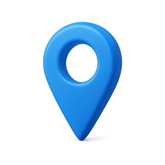 Fototapeta na wymiar Beautiful 3d blue location pin icon points exact map spot with transparent design for digital use