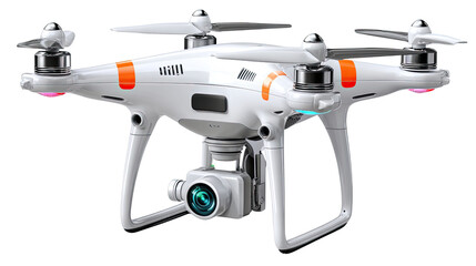 Aerial Eye: A sleek, modern drone, poised for flight, showcases cutting-edge technology with its camera lens capturing the world below. This image captures the essence of innovation, adventure.