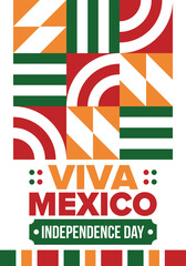 Obraz premium Viva Mexico. Mexican Independence Day. Happy holiday. Celebrate annual in September 16. Freedom day. Patriotic mexican design. Poster, card, banner, template, background. Vector illustration