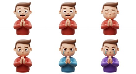 Cartoon characters various emotions illustrations