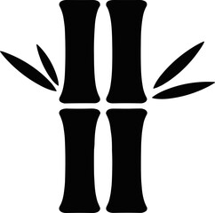 Bamboo stalks and leaves silhouette on transparent background