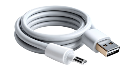 USB Cable: The image showcases a white USB cable, a ubiquitous tool, capturing the sleek design and functionality. A symbol of modern connectivity.