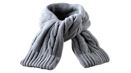 Cozy Knit Scarf : This image showcases a sophisticated gray knit scarf, a versatile cold-weather essential. Its detailed texture suggests a perfect blend of comfort, style and warmth. 