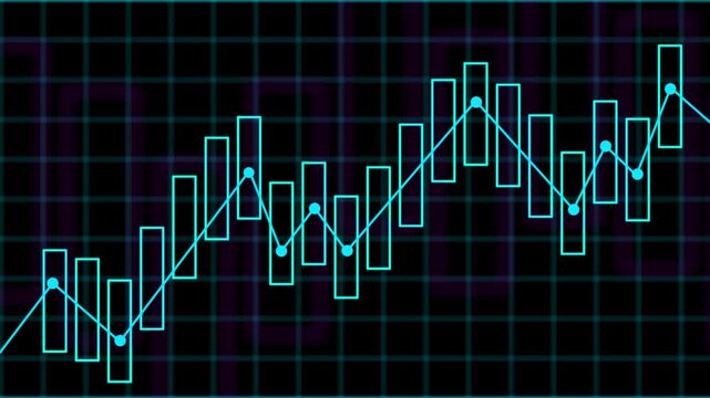 An eye catching and modern motion graphic showing a financial data chart on a black background, perfect for presentations.