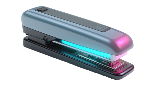 Modern, futuristic stapler in light gray