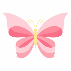 Elegant pink butterfly with layered wings and delicate yellow antennae a charming insect illustration.