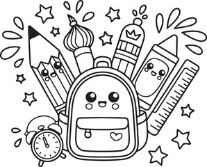 Back to School Coloring Pages Vector