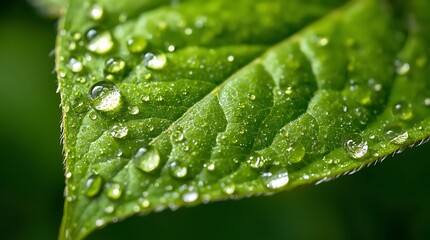 green leaf with water drops