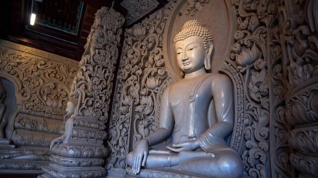 Sculpted of the Enlightened One on Temple Wall