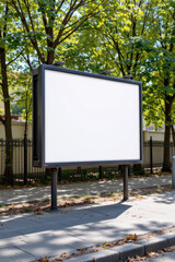 Fototapeta premium Empty Outdoor Billboard with Green Foliage Backdrop