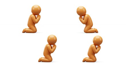 Four kneeling figures in prayer posture