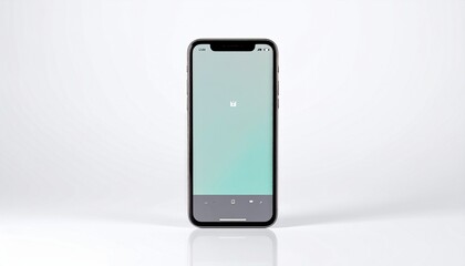 Sleek minimalist smart device featuring a subtle green display, positioned vertically on a clean, reflective surface, perfect for modern digital interface designs